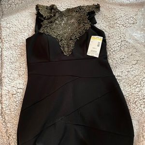 Black and Gold High Neck Bodycon